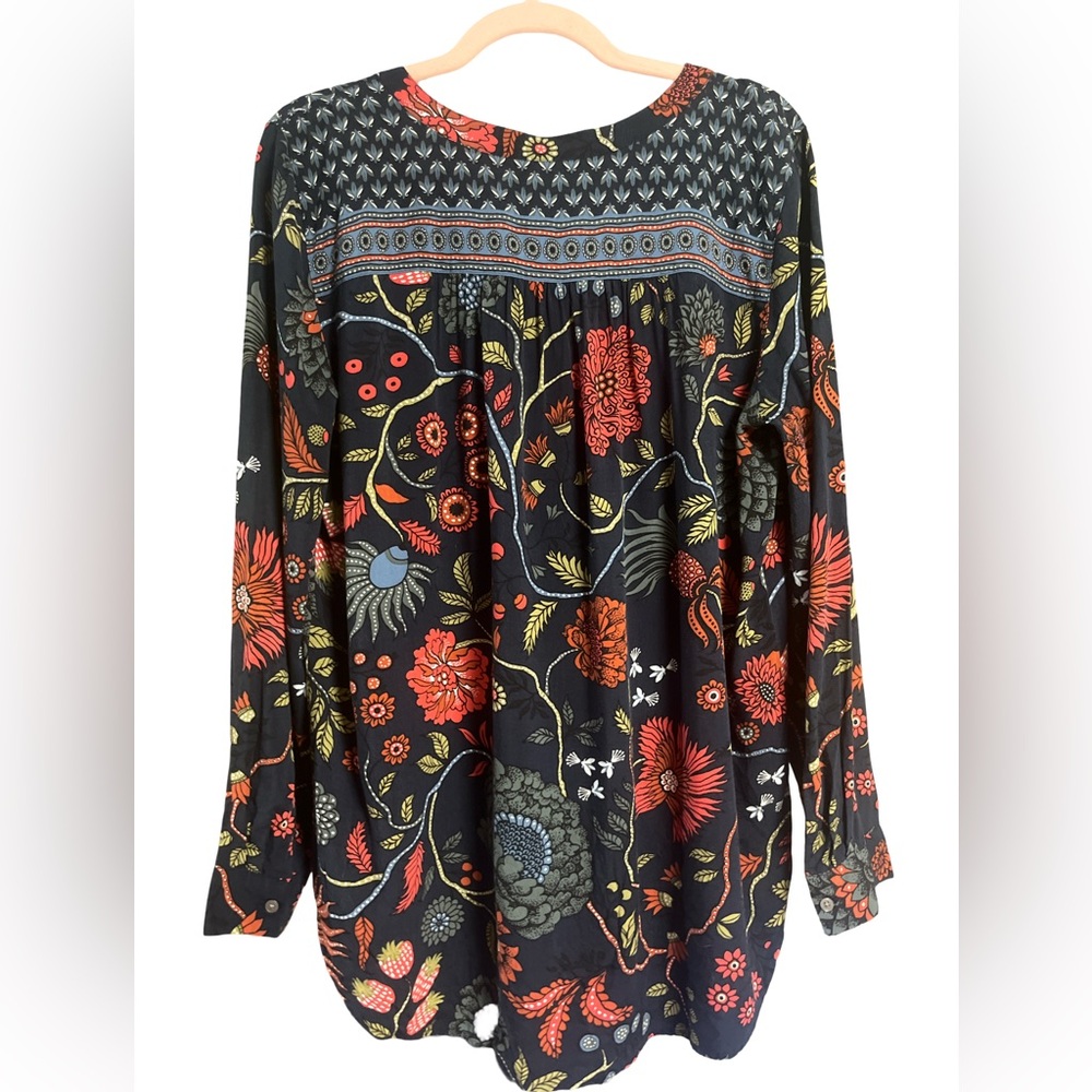 LOFT Navy Floral Henley Tunic with Floral and Strawberry Print - Picture 5 of 10